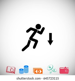 figure man and direction arrow icon, flat design best vector icon