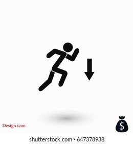 figure man and direction arrow icon, flat design best vector icon