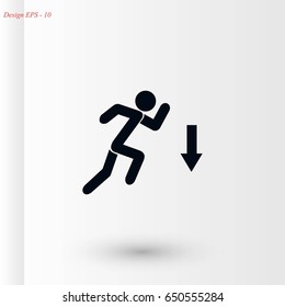 figure man and direction arrow icon, flat design best vector icon