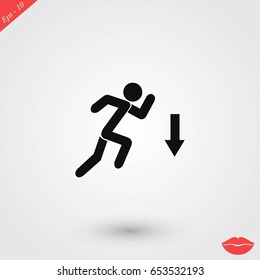 figure man and direction arrow icon, flat design best vector icon
