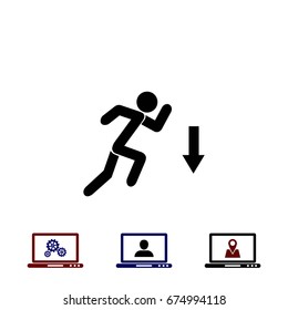 figure man and direction arrow icon, flat design best vector icon