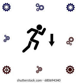 figure man and direction arrow icon, flat design best vector icon