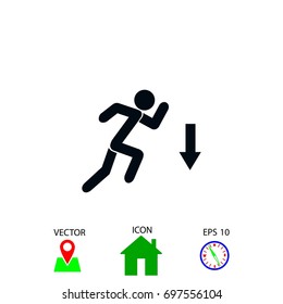 figure man and direction arrow icon, flat design best vector icon