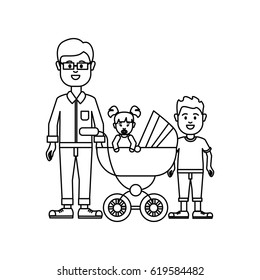 figure man with glasses and his baby and son icon