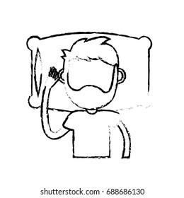figure man with hairstyle desing sleeping