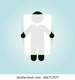 figure of a man holding a whiteboard