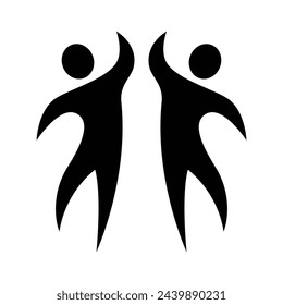 Figure man icon, people waving their hands, human silhouettes isolated on white background.