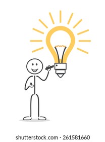 Figure man make bulb on