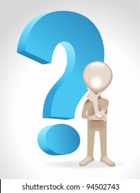 the figure of a man standing with a question mark