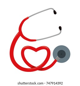 figure medical stethoscope to check cardiac heartbeat