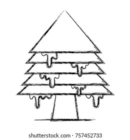 figure merry christmas pine tree with ice