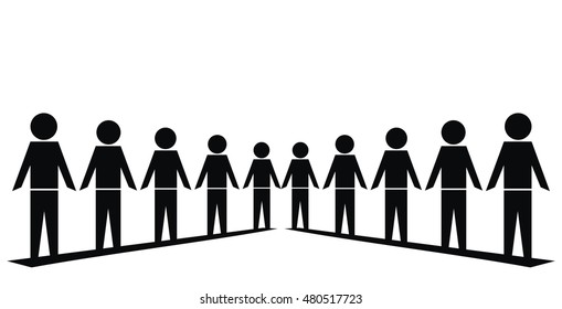 figure, mirror view, black silhouette, vector icon