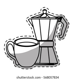 Figure moka pot with coffee cup, vector illustration image