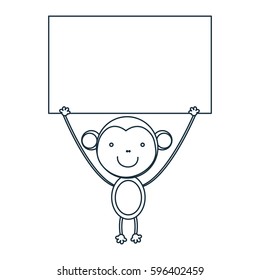 figure monkey with a wood in the hand icon, vector illustraction design