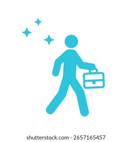 Figure In Motion icon, Purpose, Progress, and Possibility,  Isolated on white background. Blue icon