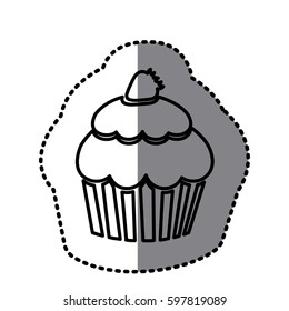figure muffin with strawberry icon, vector illustraction design