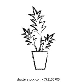figure nature plant with leaves inside flowerpot