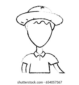figure nice man with hat and t-shirt