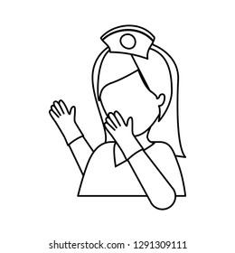 figure nurse with gloves icon image
