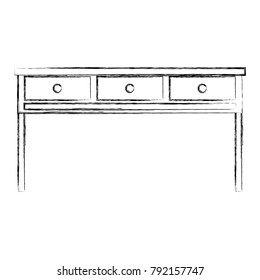 figure office wood desk object with drawers