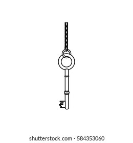 figure old key hanging icon, vector illustration image design
