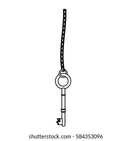 figure old key hanging icon, vector illustration image design