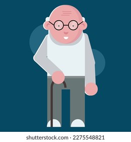 Figure of an old man holding a stick