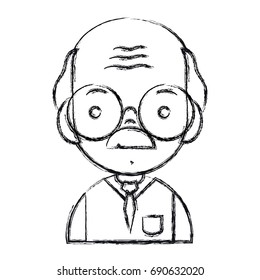 figure old man teacher with glasses and uniform clothes