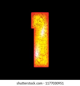 figure one in the form of hot metal on a black background vector illustration