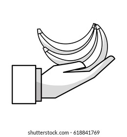 figure organic banana fruit in the hand icon