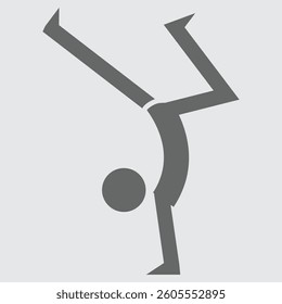 Figure performing a one-handed handstand icon showcasing balance and strength.