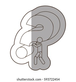 figure person carrying a red question sign icon, vector illustraction design