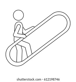 figure person up the escalator icon, vector illustration design