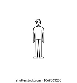 Figure of a person hand drawn outline doodle icon. Sketch illustration of a standing figure for print, web, mobile and infographics isolated on white background.