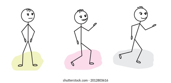 La figura de una persona es una silueta en diferentes poses tristes, alegres, enojadas. Emociones.
