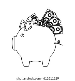 figure pig save different money, vector illustration design