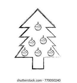 figure pine tree christmas with balls decoration