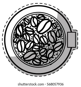 Figure plate with grains coffee inside, vector illustration icon