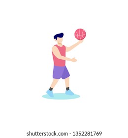 Figure Playing Basketball Illustration