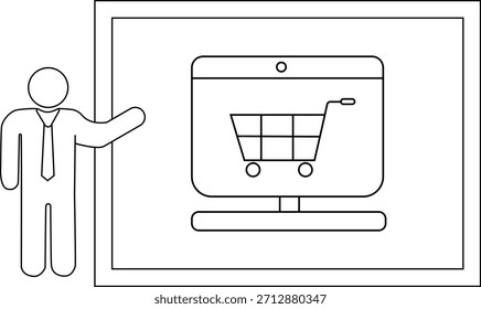 Figura que apunta a la pantalla que muestra un Carrito de compras