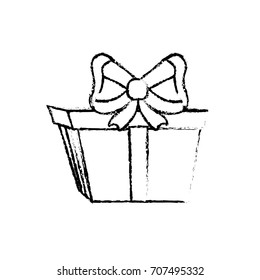 figure present gift with ribbon bow decoration design