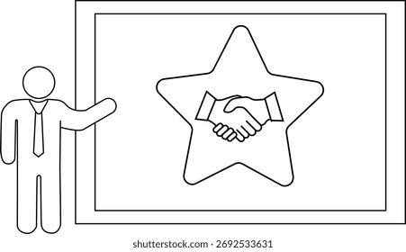 Una figura presenta una estrella enmarcada con un símbolo de apretón de manos en su interior