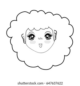 figure pretty girl face with hairstyle and expression