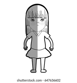 figure pretty girl with hairstyle and casual wear