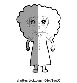 figure pretty girl with hairstyle and dress