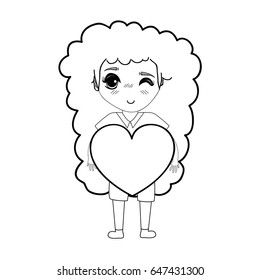 figure pretty girl with heart and casual wear