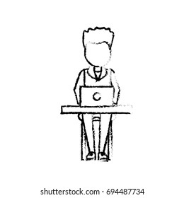 figure profesional businessman with laptop and corporate job