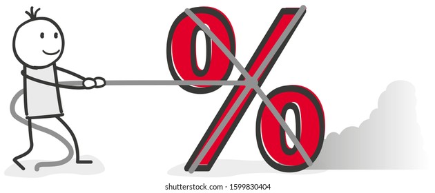figure pulls a percent sign on a rope