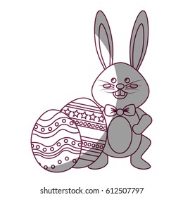 figure rabbit easter with bow tie and decorated eggs