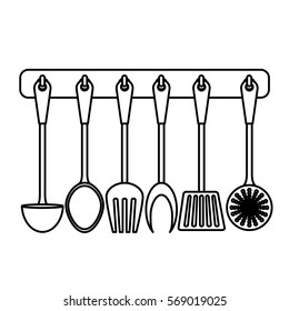 figure rack utensils kitchen icon design, vector illustration